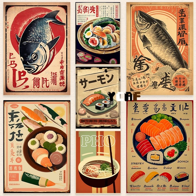 Japanese Lifestyle And Food - 빈티지 일본 음식 포스터 캔버스 인쇄,