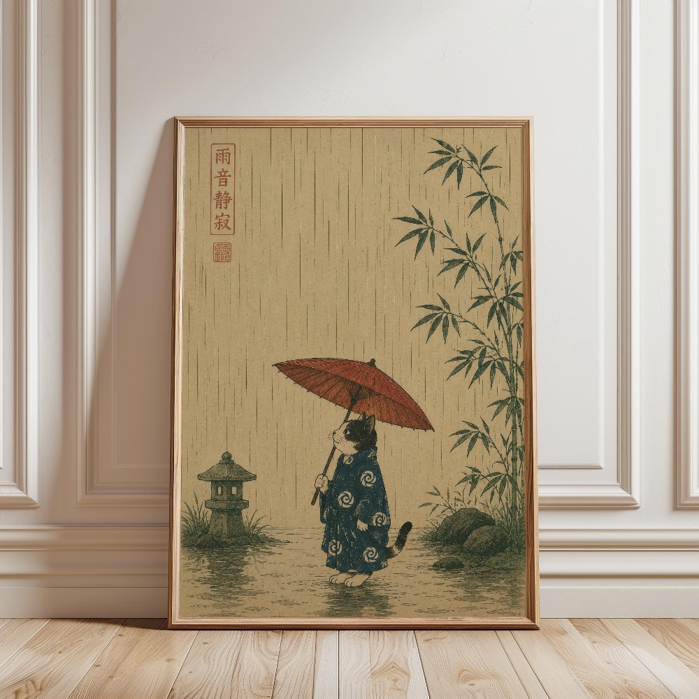 검은 고양이가 라면을 먹고 있는 비오는 정원 일본풍경  - Japanese Lifestyle In Japanese 리뷰 및 가격