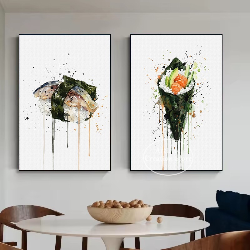 수채화 일본 음식 장어 스시 니기리 해초 샐러드 군칸  - Japanese Lifestyle And Food 리뷰 및 가격