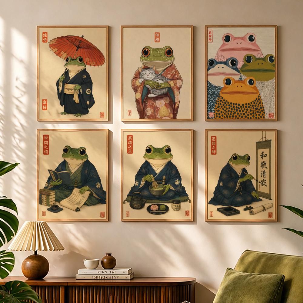 문화적 일본 개구리 라이프 스타일 그림 서예 캔버스 포 - Japanese Lifestyle In Japanese 리뷰 및 가격